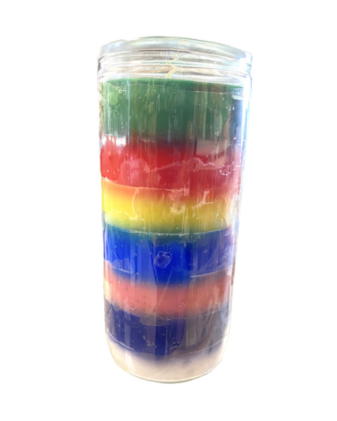 7 Chakra Candle Glass Jar elegant contained rainbow chakra alignment meditation