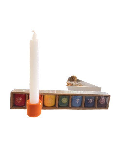 7 Chakra Candle Holder Set 6 inch complete chakra energy balancing kit