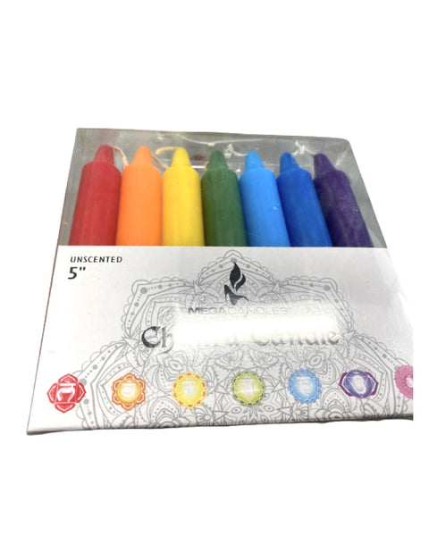 7 Chakra Candle Set 5 inch rainbow chakra energy meditation candles