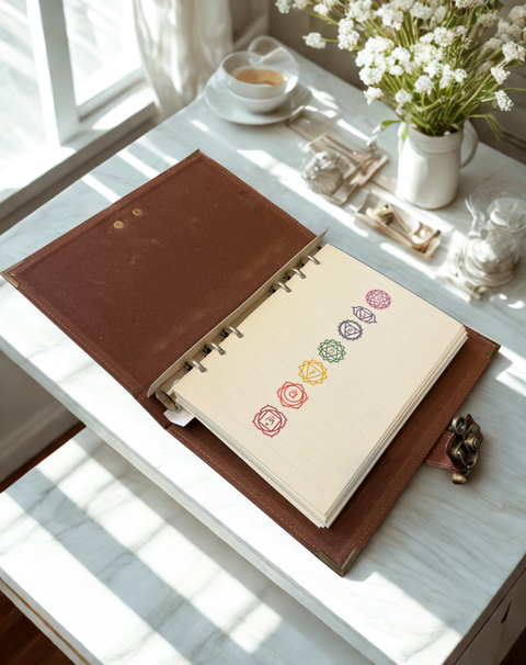 Journal with 7 chakra journal book for daily reflection, energy work notes, and mindful writing.