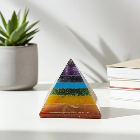 7 Chakra Crystal Pyramid for spiritual decoration, meditation, and energy work