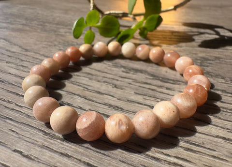 8mm Natural Sunstone Bead Bracelet – Medium - Incense Pro (Image 2)