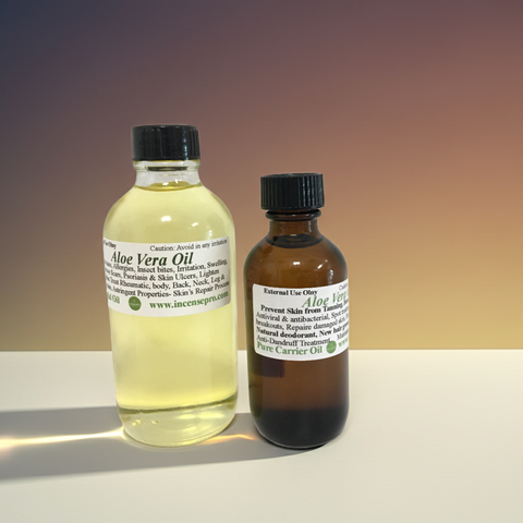 Pure aloe vera carrier oil in a bottle for skin and hair care use.