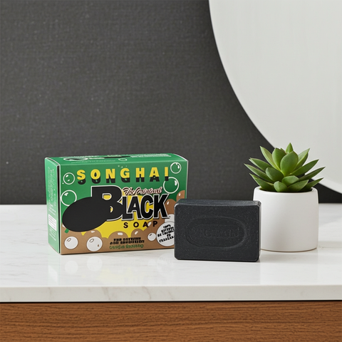 Authentic Songhai Black Soap with traditional cleansing benefits