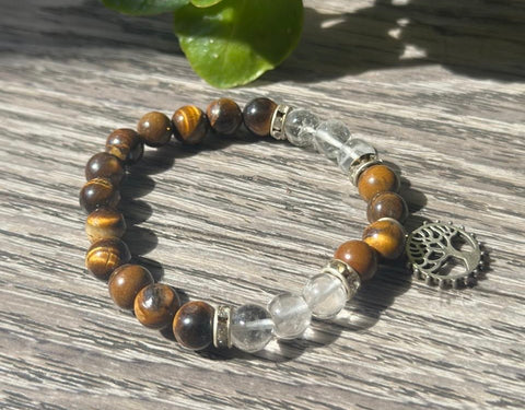 Tiger’s Eye Tree of Life Bracelet (6–8mm Beads)