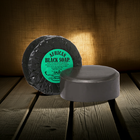 African Black Soap bar for deep cleansing, bathing, and daily skincare use.