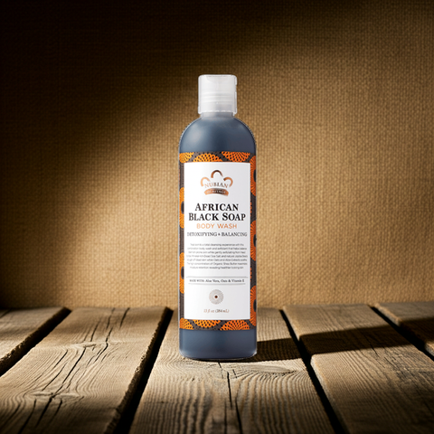 African Black Soap deep cleansing body wash for bathing, washing away buildup, and daily skin care.