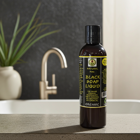 African black soap liquid cleanser for sensitive skin and delicate hair