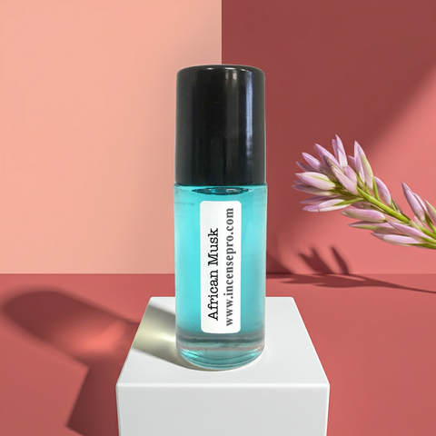 African Musk moisturizing body oil for hydrating dry skin, smoothing rough areas, and daily body care.