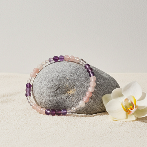 Amavida Healing Crystal Bracelet (Amethyst, Rose Quartz & Clear Quartz) - Incense Pro