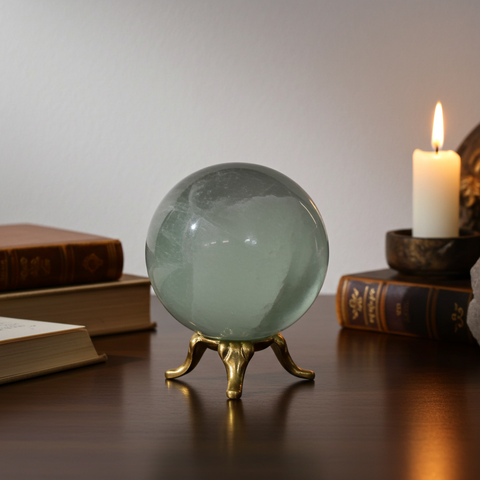Amazonite crystal ball gemstone sphere for meditation, energy balancing, and spiritual décor.