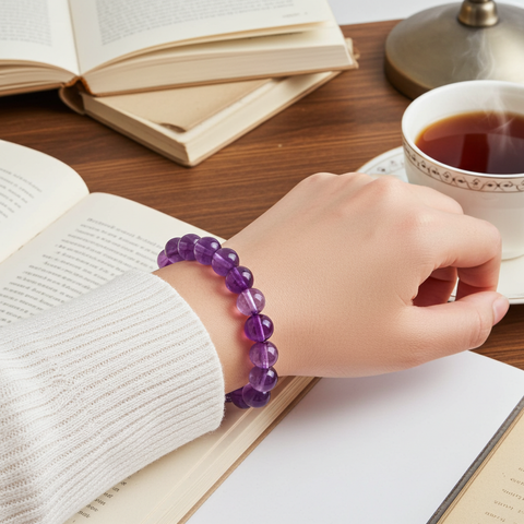 Purple amethyst crystal bracelet for spiritual jewelry collection