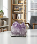 Amethyst cluster crystal stone for home decor, meditation, and energy cleansing.