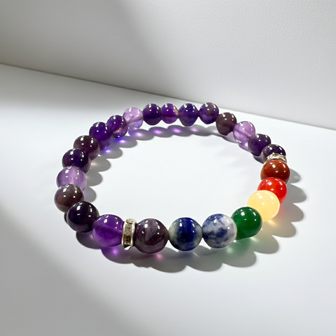 Amethyst beaded bracelet made with beautiful purple crystal beads