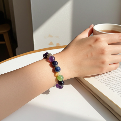 Amethyst stone bracelet with natural purple gemstones