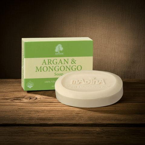 Argan and Mongongo moisturizing soap bar for nourishing skin, bathing, and everyday cleansing.