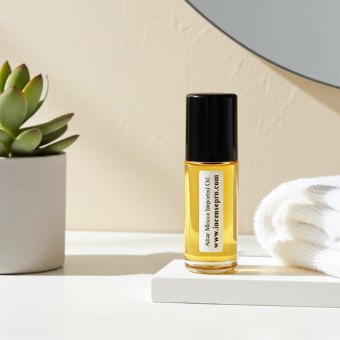 Attar Mecca Imported Oil Arabian fragrance bottle for traditional scent wear, prayer gatherings, and daily fragrance use.