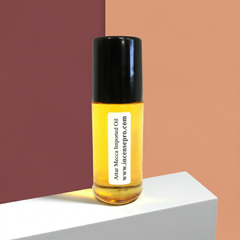 Attar Mecca Imported Oil roll-on bottle for convenient fragrance application, travel use, and personal grooming.