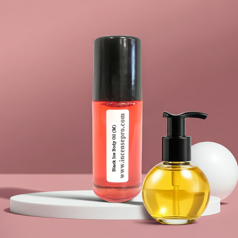 Black Ice Body Oil men’s body oil bottle for fresh masculine scent, everyday fragrance use, and skin-friendly perfume application.