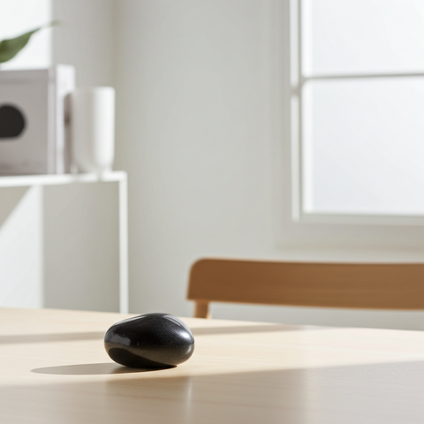 Black Onyx tumbled healing stone for emotional strength, crystal therapy, and mindful intention setting.