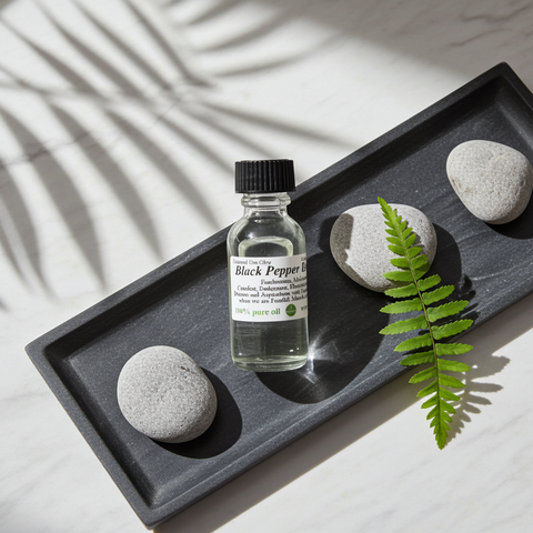 Black Pepper Essential Oil in a bottle