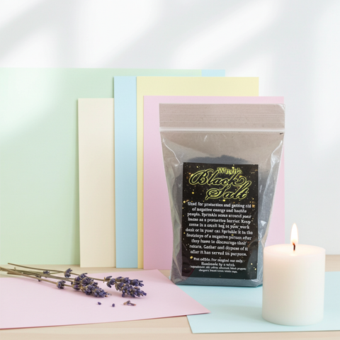 Artisan black salt presented as a premium kitchen spice for savory dishes.