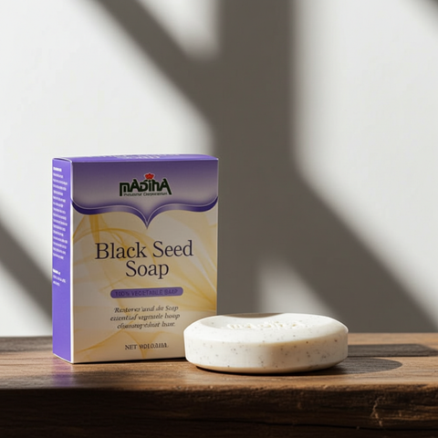 Nourishing black seed soap for bath and body cleansing.