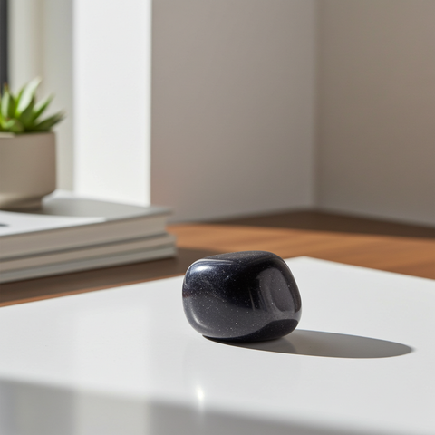 Blue Goldstone tumbled crystal stone in 10–20mm form for energy work, meditation, and carrying in a crystal pouch.