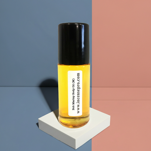 Marley fragrance body oil for men in a bottle for hydrating skin, layering scent, and daily wear.