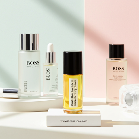 Boss by Hugo Boss men’s body oil bottle for moisturizing skin, enhancing fragrance wear, and personal care.