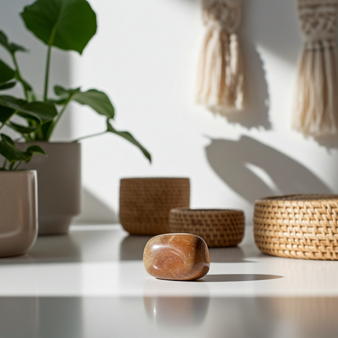 Brown Chalcedony crystal tumbled stone for chakra balancing, healing rituals, and mindful relaxation.
