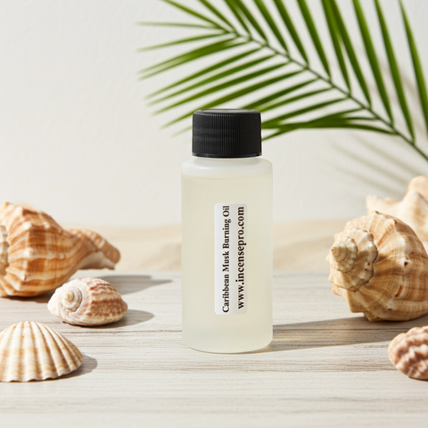 Caribbean Musk Burning Oil with a warm, sensual musk fragrance for creating a relaxing and inviting atmosphere.