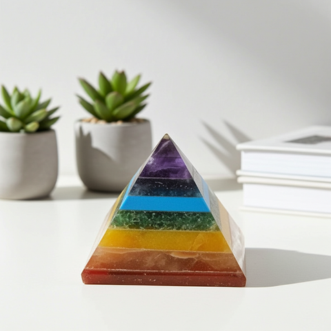Chakra Pyramid featuring seven colorful energy centers for holistic healing decor