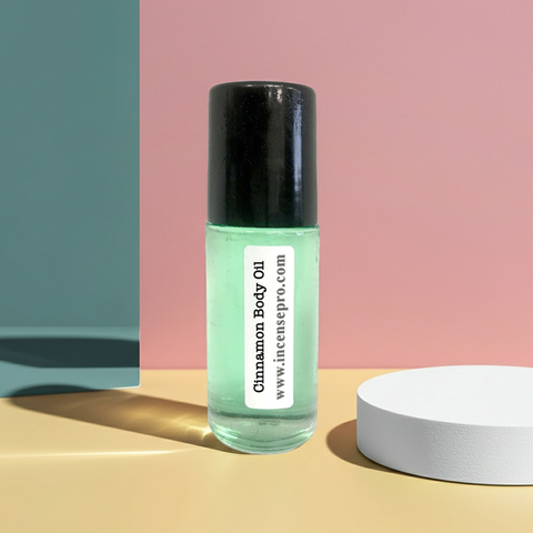 Cinnamon Body Oil unisex bottle of body oil for nourishing dry skin, softening the body, and everyday skincare use.