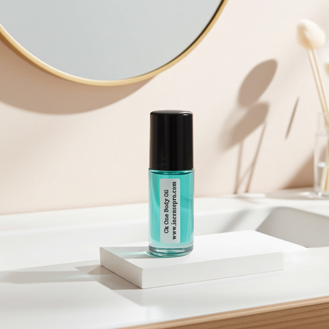 Ck One men’s body oil bottle for lightweight hydration, smoothing dry skin, and everyday grooming.