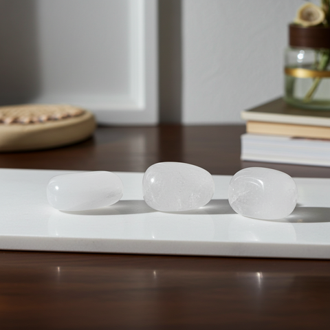 Clear Crystal Quartz stone for chakra work, manifestation, and daily spiritual practice.