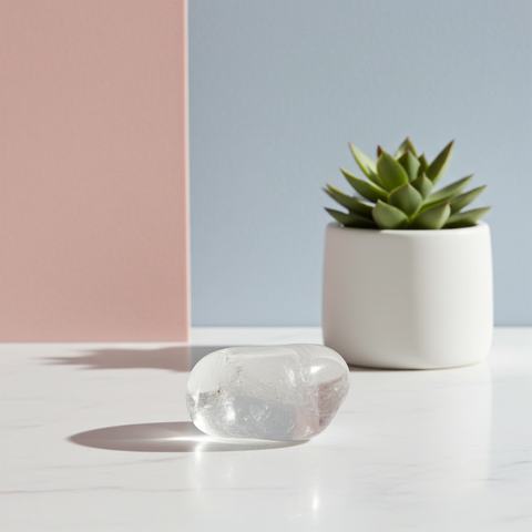 Clear Quartz tumbled stone from Brazil healing crystal pieces for meditation, intention setting, and holistic wellness rituals.