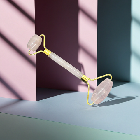 Cooling face roller massage tool for puffiness and relaxation