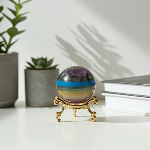 Crystal Ball 7 Chakra healing decor sphere for meditation, energy balancing, and spiritual space decoration.