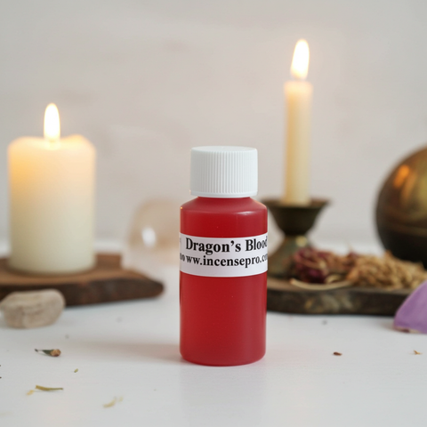 Dragon Blood Burning Oil with a rich resinous aroma, ideal for oil warmers, meditation, and relaxation.