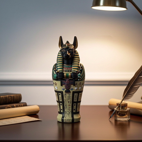 Egyptian Anubis incense burner with detailed jackal-headed design for incense rituals and spiritual decor