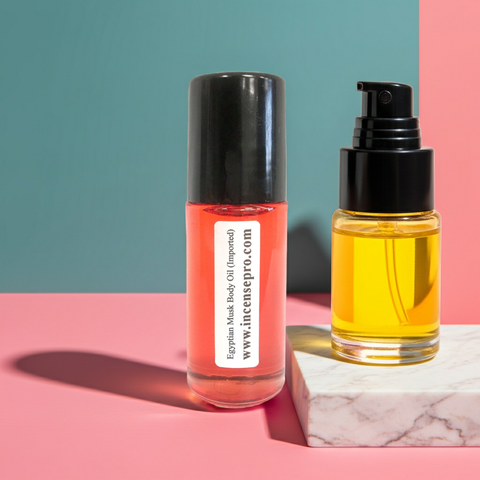 Egyptian Musk perfume body oil for pulse point application, skin fragrance, and daily personal care use.