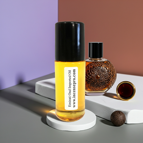 Emirati Oud Imported Oil fragrance oil bottle for aromatic body scent, evening wear, and luxury perfume use.