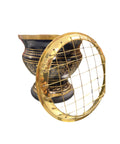 Engraved brass incense burner with ornate traditional patterns and mesh screen