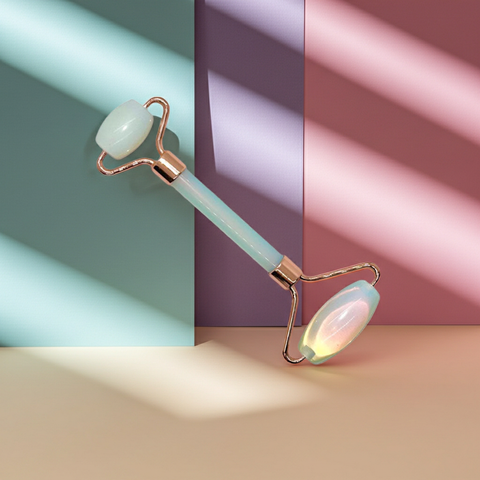 Face roller beauty tool for facial massage and skincare.