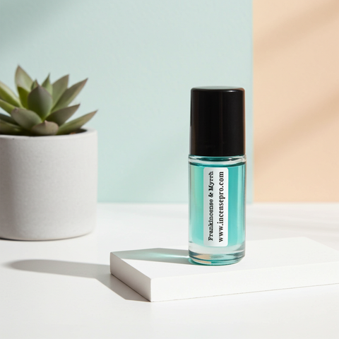 Frankincense and Myrrh moisturizing body oil for skin hydration, body massage, and daily self-care use.