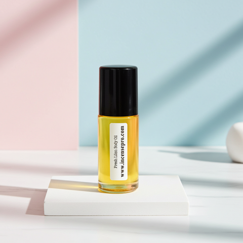 Fresh Lilen Body Oil bottle for nourishing rough skin, improving softness, and regular body oil application.