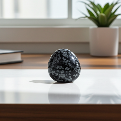 Snowflake Obsidian tumbled stone for crystal healing, grounding, and daily spiritual use.