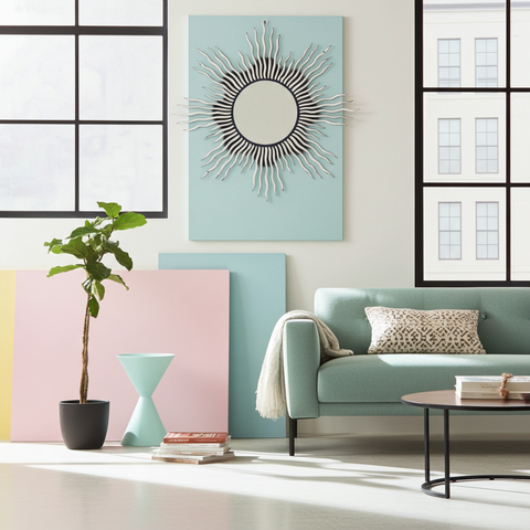 Golden sun mandala tapestry designed to add warmth to any room.