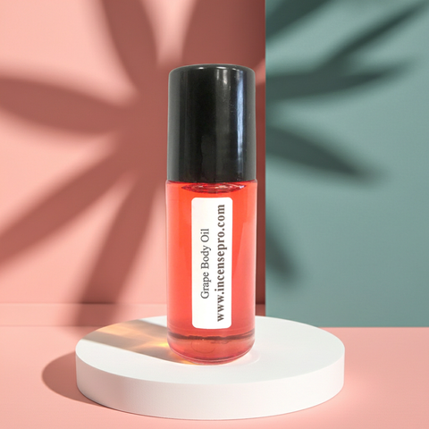 Grape Body Oil unisex body oil bottle for moisturizing skin, softening dry areas, and daily body care.